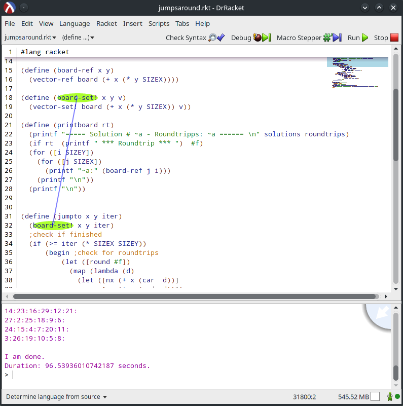 Screenshot of the DrRacket IDE.